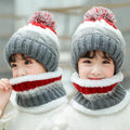 Korean Style Kids Knitted Wool Ball Beanies and Scarf Set childrensterritory