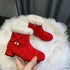Princess Girls Christmas Velvet Heels Snow Boots childrensterritory