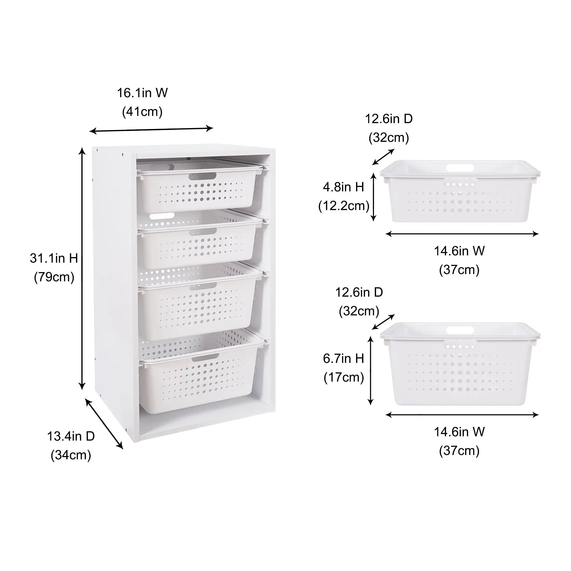 Sliding Bin Organizer with 4 Storage Bins for Kids Room childrensterritory