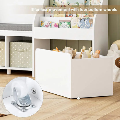Bookshelf for Kids with Six Storage Cubbies and a Seat Cushion