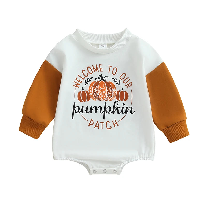 Baby Girl/Boy Letters Pumpkin Print Halloween Bodysuit