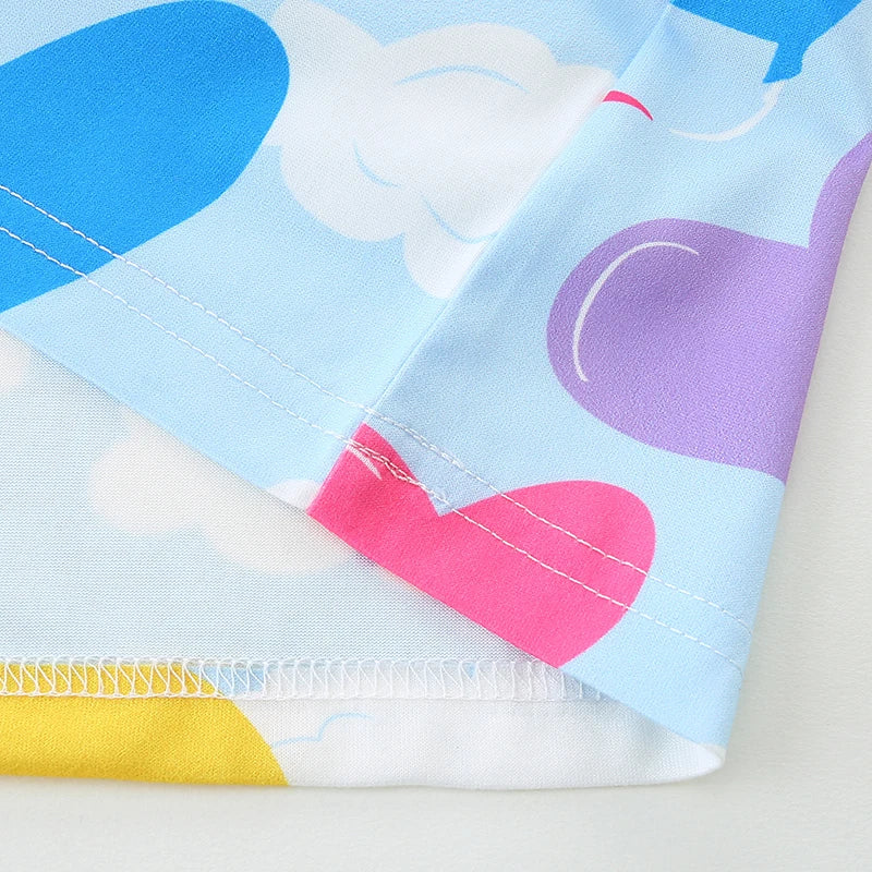 Girls Short Sleeves Heart Clouds Print Summer Dresses childrensterritory