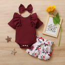Baby Girl Printed 3 Pieces Outfits New Born Clothes Set childrensterritory