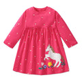 Long Sleeves Unicorn Print Casual Dresses For Girls childrensterritory