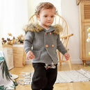 Fur Collar Animal Hooded Knitting Baby Coat
