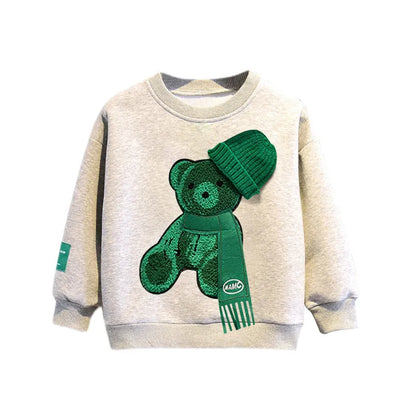 Kids Cartoon Bear Design Sweatshirt and Pant Tracksuit Set childrensterritory