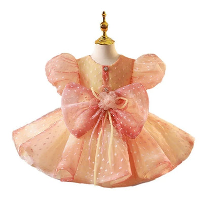 Elegant Bow Design Little Girls Princess Party Dress