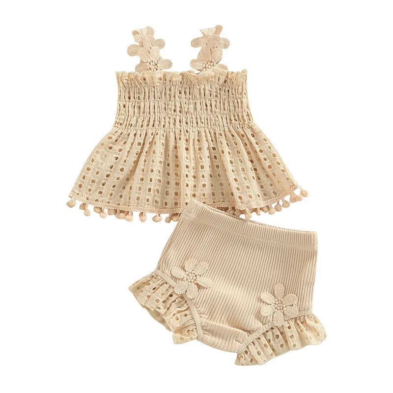 Newborn Girls Printed 2 Piece Muslin Clothes Sets
