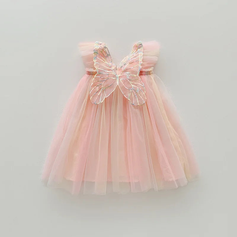 Little Girls Rainbow Stereoscopic Wings Design Summer Princess Dresses childrensterritory