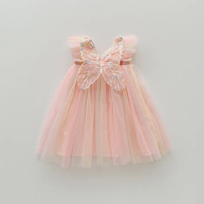 Little Girls Rainbow Stereoscopic Wings Design Summer Princess Dresses childrensterritory
