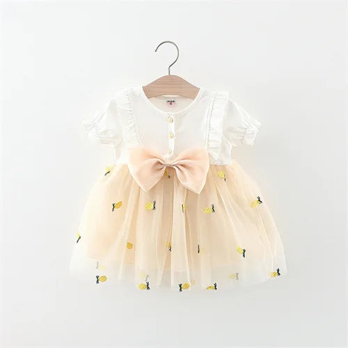 Baby Girls Bow Design Short Sleeves Summer Dresses childrensterritory