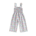 Little Girls Lovely Floral Print Wide Leg Summer Jumpsuit childrensterritory