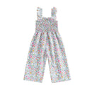 Little Girls Lovely Floral Print Wide Leg Summer Jumpsuit childrensterritory