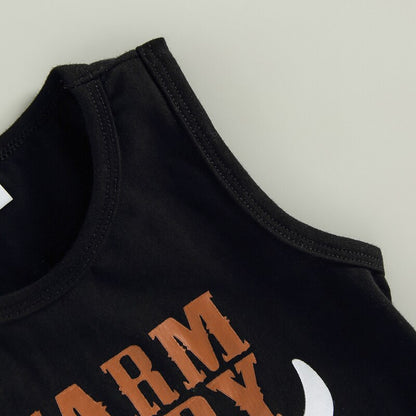 Baby Boy Printed Sleeveless Tank Tops and Shorts Set childrensterritory