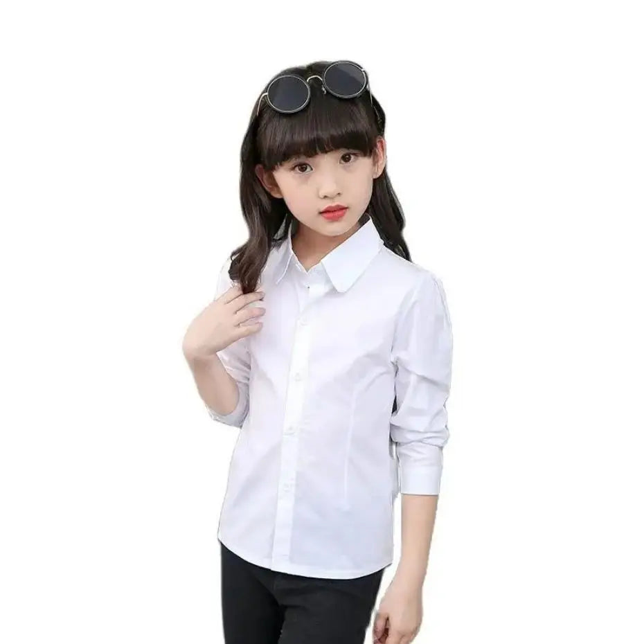 Kids Girls Casual Style White Shirt For School childrensterritory