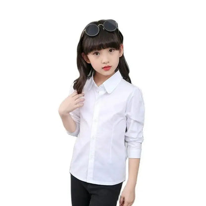 Kids Girls Casual Style White Shirt For School childrensterritory