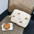 Cartoon Bear Embroidery Zipper Bags for Mommy