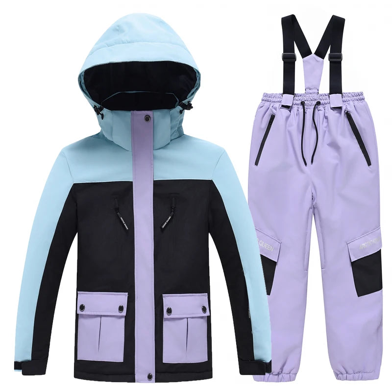 Kids Snowboard Clothing Set With Coat and Strap Pants childrensterritory
