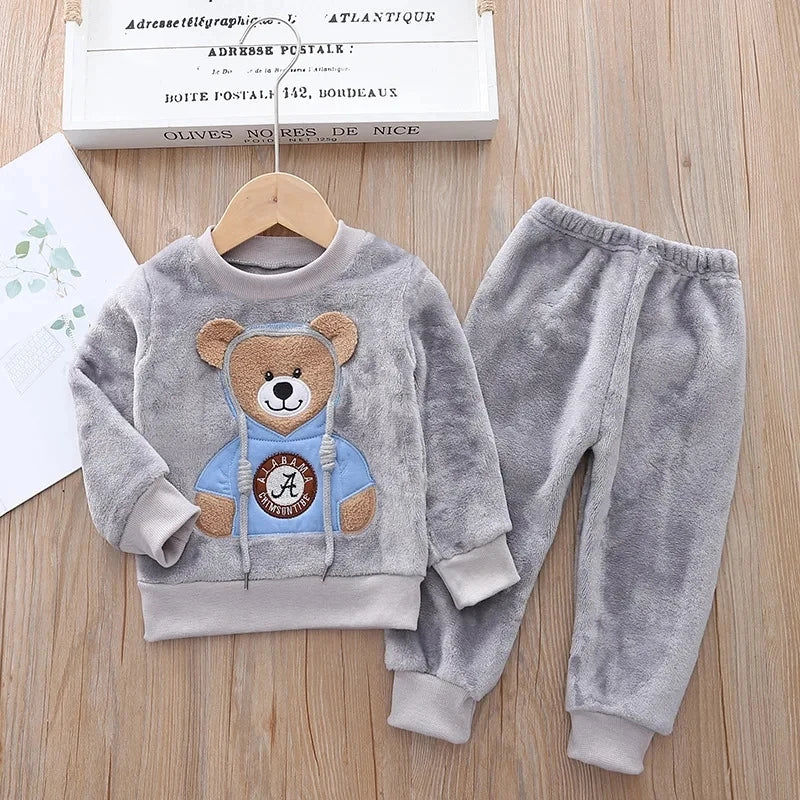 Kids Cartoon Design Warm Casual Clothing Set childrensterritory