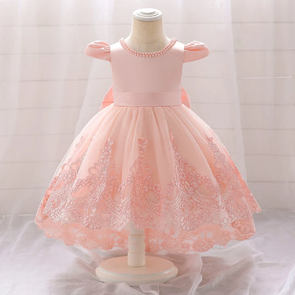 Baby Girls Bow Design Tulle 1st Birthday/Baptism Dresses childrensterritory