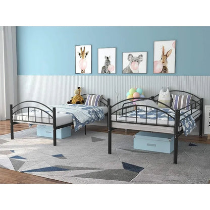 Convertible Metal Bunk Bed Frame with Removable Ladder &amp; Guard Rail childrensterritory