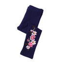 Flowers Embroidered Cotton Leggings For Girls