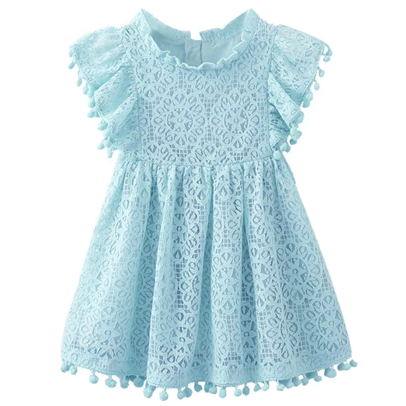 Kids Girls Flower Lace Design Summer Party Dresses childrensterritory