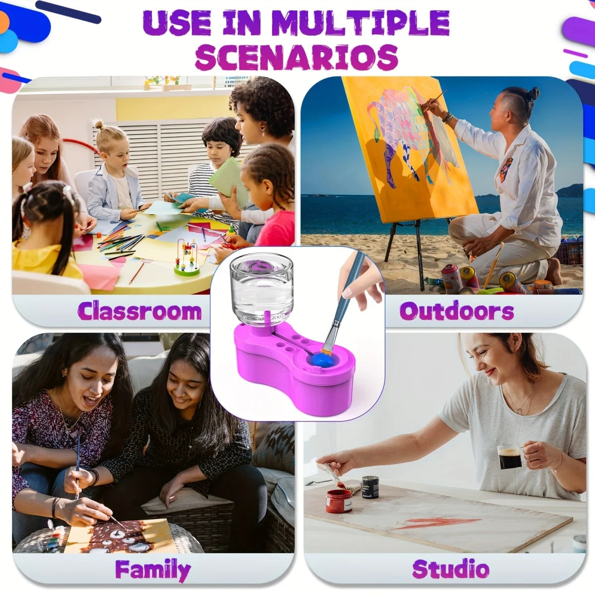 Automatic Paint Brush Cleaning Bucket Art Tools childrensterritory