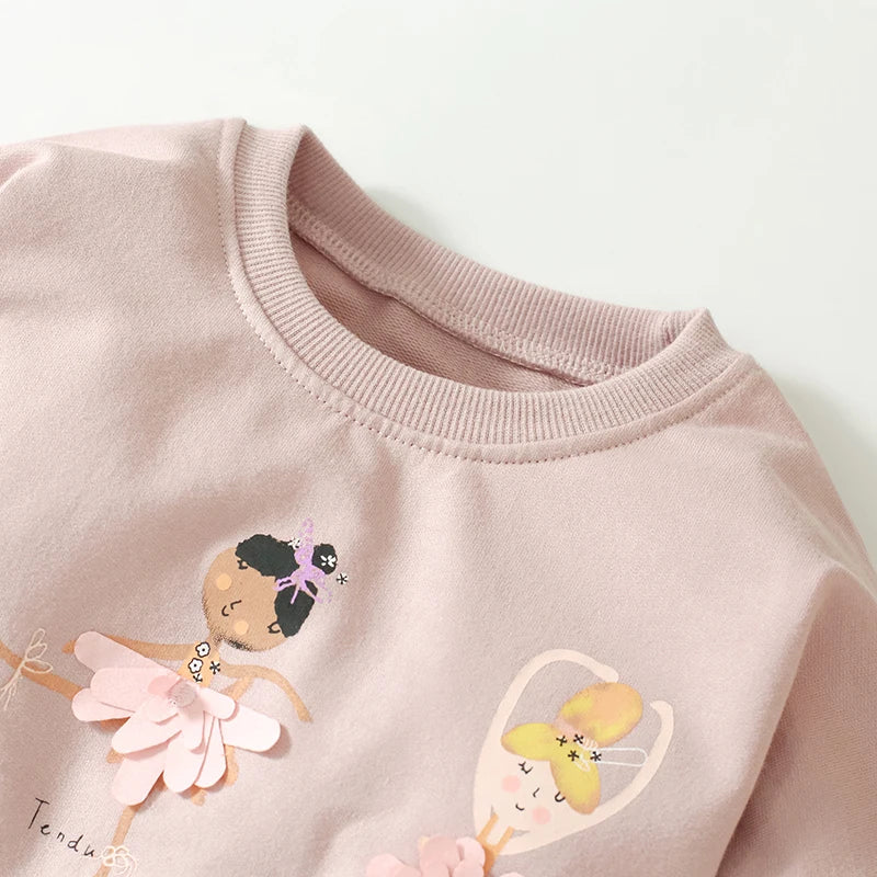 Cartoon Dancing Design Girls Clothing Set childrensterritory