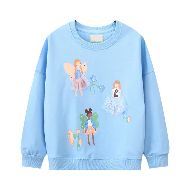 Long Sleeve Cartoon Embroidery Children Girls Sweatshirts childrensterritory