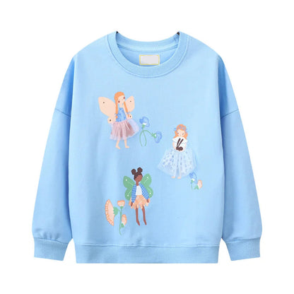 Long Sleeve Cartoon Embroidery Children Girls Sweatshirts childrensterritory