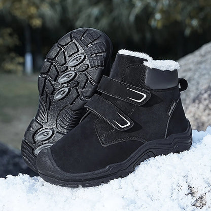 Kids Suede Fashion High Top Hook And Loop Warm Shoes