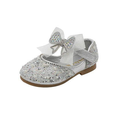 Single Pearl Shallow Kids Girls Bowknot Shoes