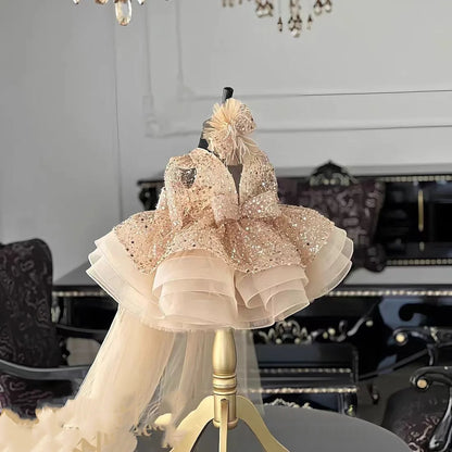 Baby/Kid Girls  Shiny Sequins Tutu Party Gown with Headbow
