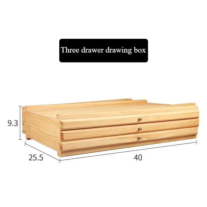 Multi-Layer Wooden Easel Box with Drawers for Stationery Storage