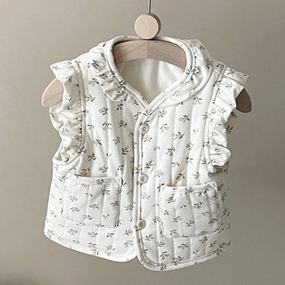 Kids Sleeveless Cotton-padded Printed Warm Coats childrensterritory