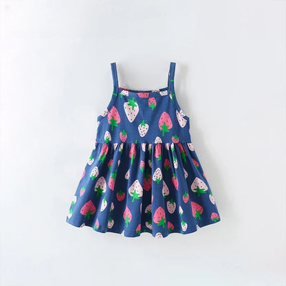 Kids Girls Cartoon Print Cotton Summer A-LINE Dresses