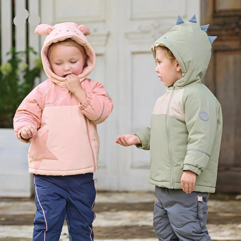 Kids Cartoon Design Zipper Hooded Warm Sweatshirts childrensterritory