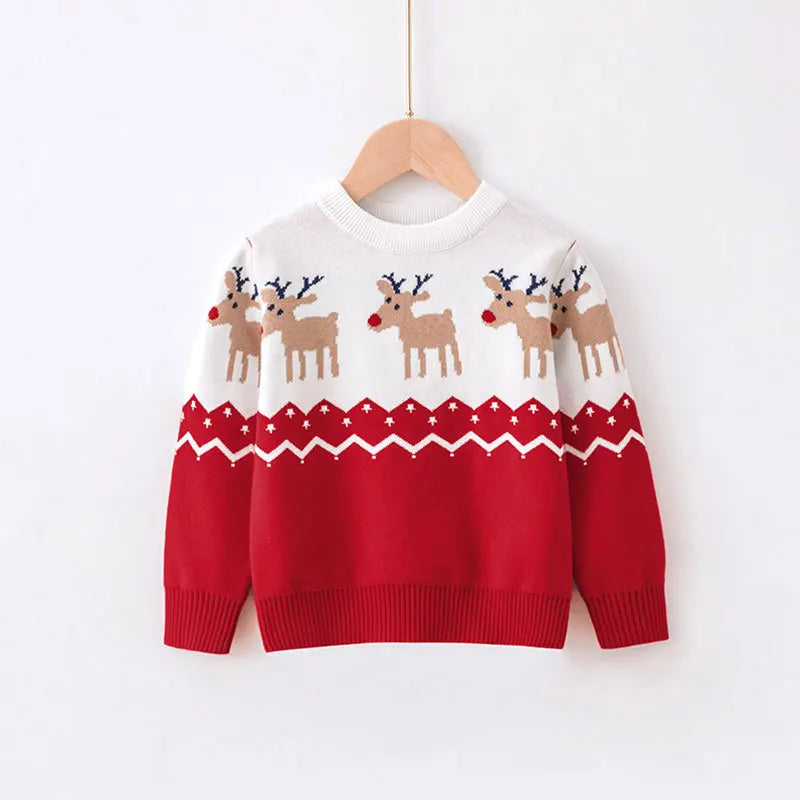 Kids’ Long-Sleeve Christmas-Design Warm Pullover Sweater
