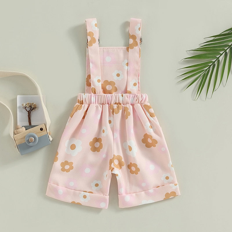Floral Print Sleeveless Kids Girl Suspenders Jumpsuit childrensterritory