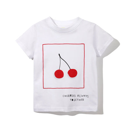 Half-Sleeves Cartoon Print Summer Casual Tops For Girls childrensterritory