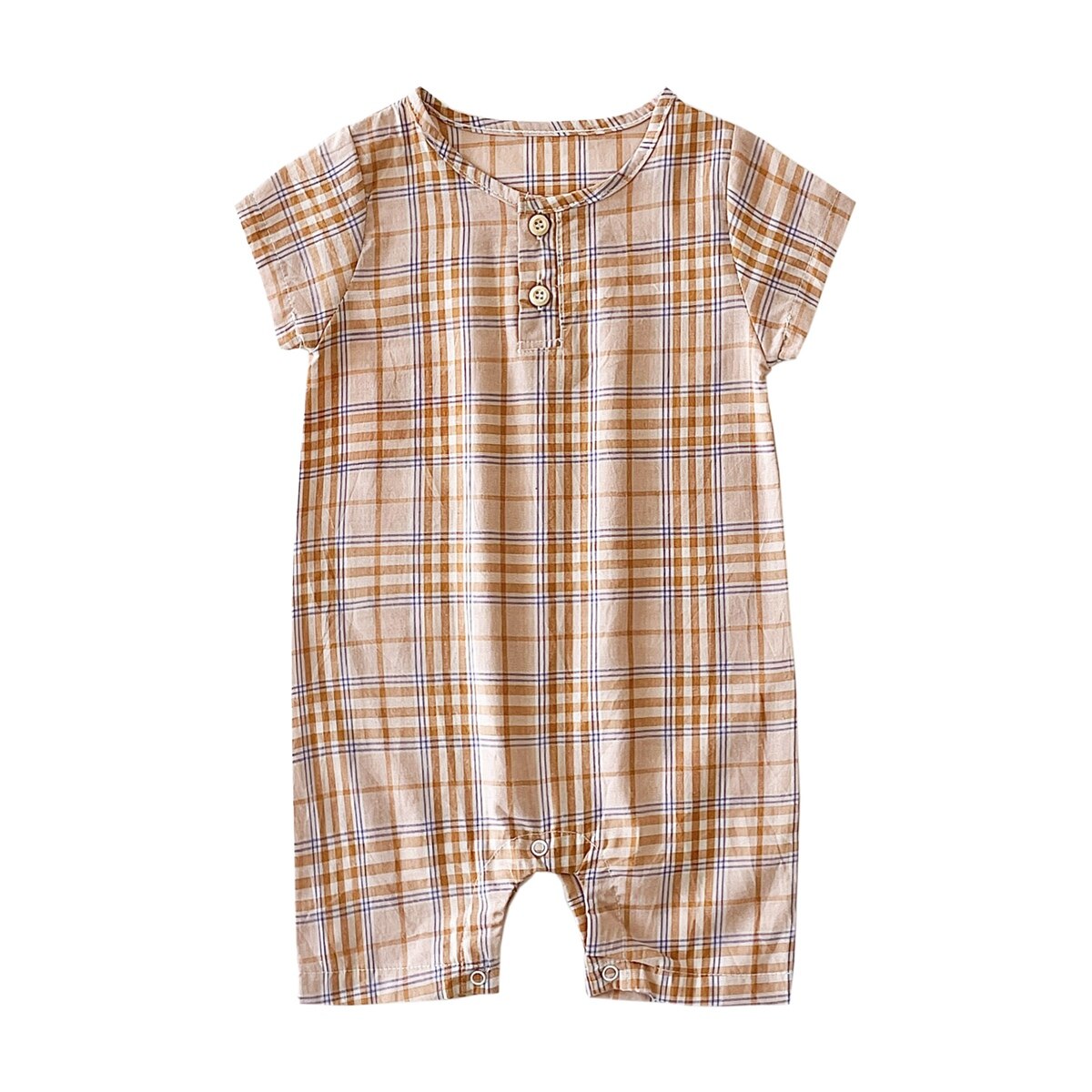 Baby Boy Plaid Casual Short Sleeve Summer Romper childrensterritory