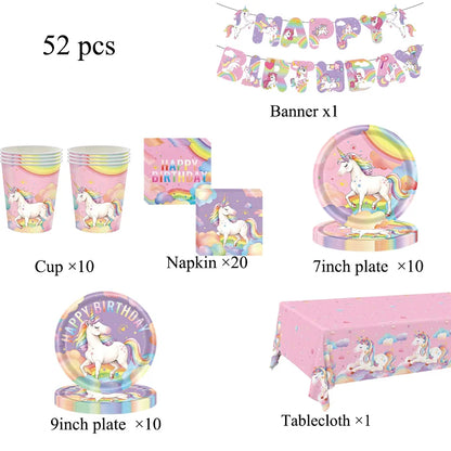 Kids Unicorn Theme Birthday Party Decorations Set