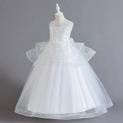 Sleeveless Flower Embroidery Princess Dresses For Girls childrensterritory