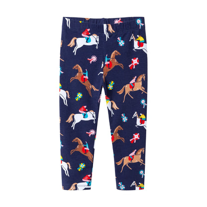 Kids Girls Cartoon and Floral Print Cotton Leggings/Trousers childrensterritory