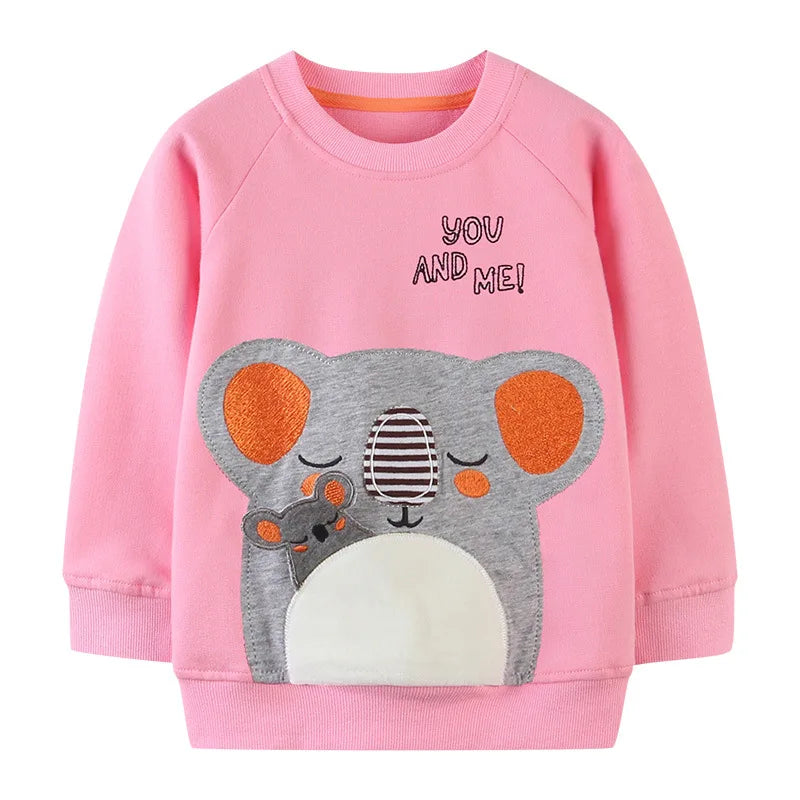 Cartoon Animal Design Little Girls Cotton Sweatshirts for Winter
