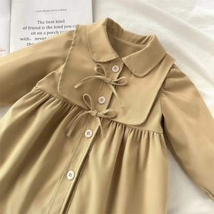 Little Girls Cotton Turn Down Collar Trench Coat childrensterritory