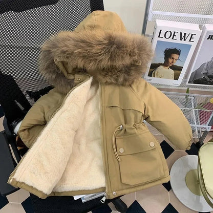 Girls’ Long-Sleeved Soft And Fluffy Winter Jackets childrensterritory