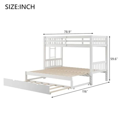 High-quality Twin Over Twin Pull-out Bunk Bed with Trundle