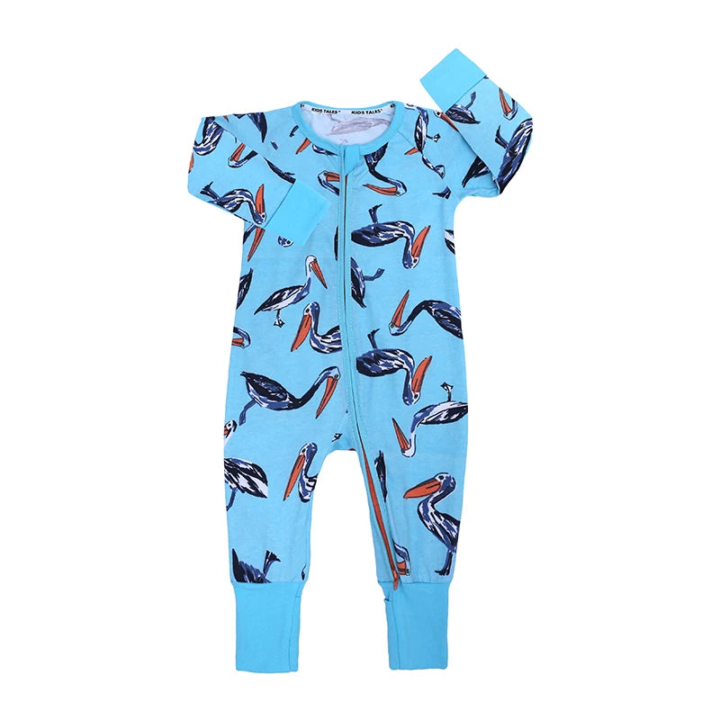 Long Sleeves Printed Baby Girl/Boy Zipper Bodysuits childrensterritory